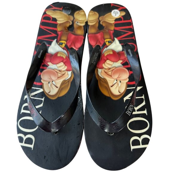 Disney's Snow White Born Grumpy Character Flip Flops Adult Unisex Size L (11/12) - Picture 2 of 12